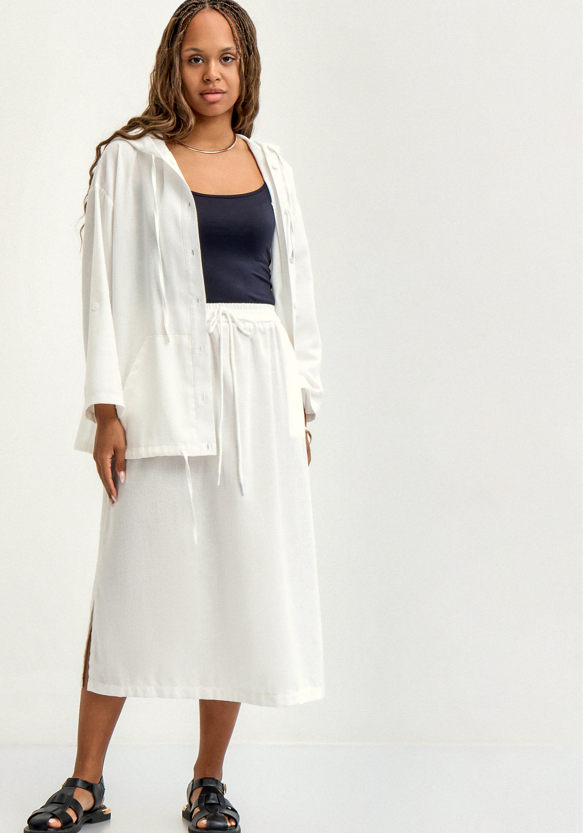 

Юбка изо льна свободного кроя, Белый