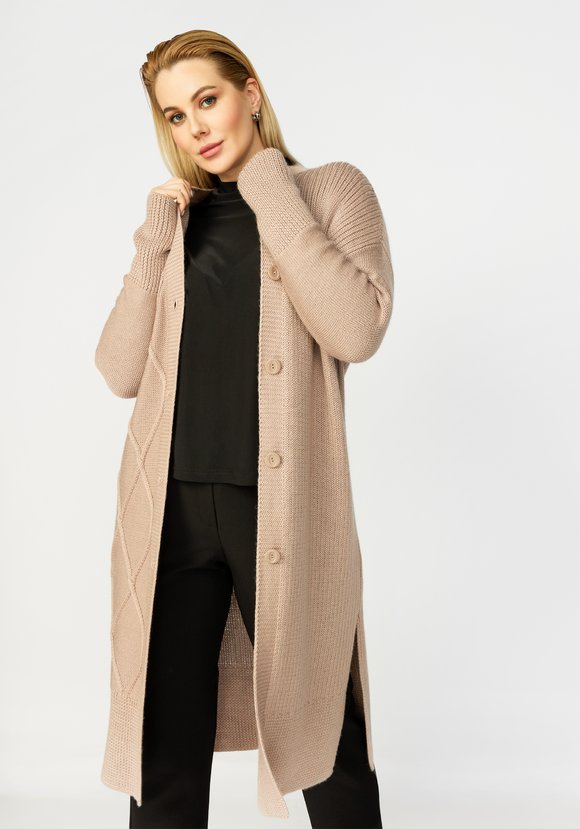 Кардиган с объёмным орнаментом шир.  580, рис. 17