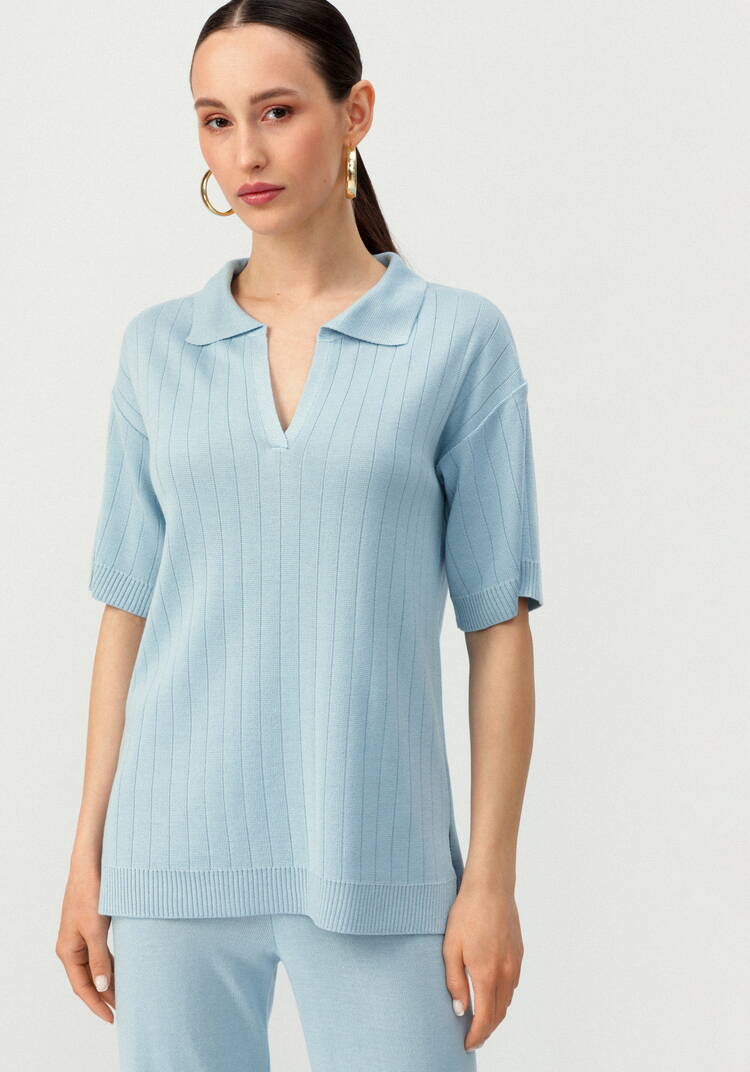 Поло удлиненное с вертикальной полосой шир.  750, рис. 21