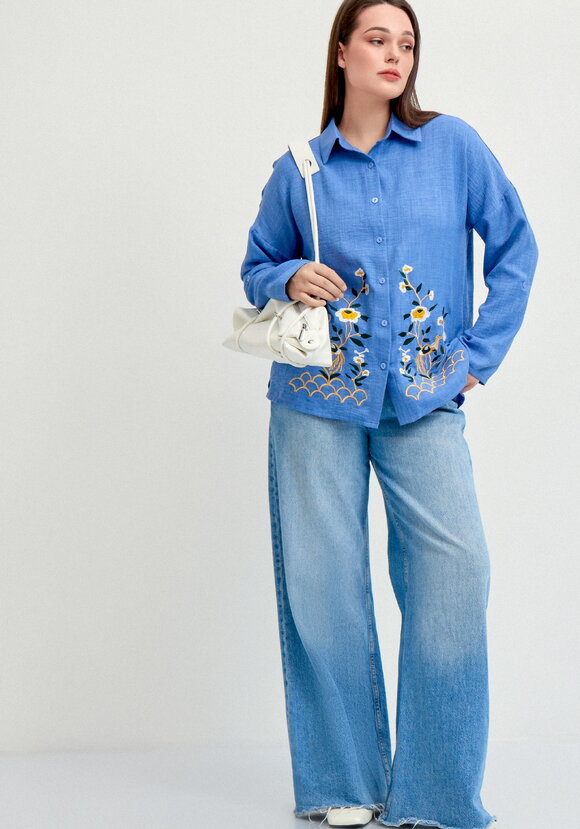 Рубашка с цветочной вышивкой по низу шир.  580, рис. 8