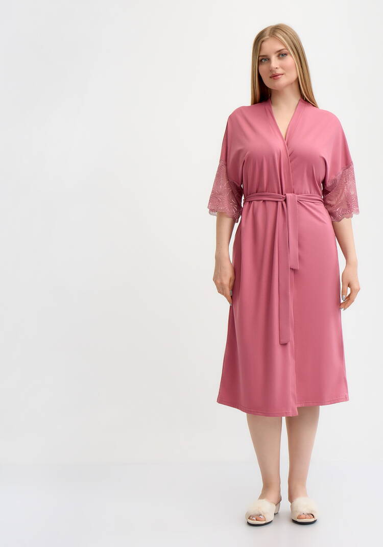 Халат с отделкой кружевом шир.  750, рис. 4