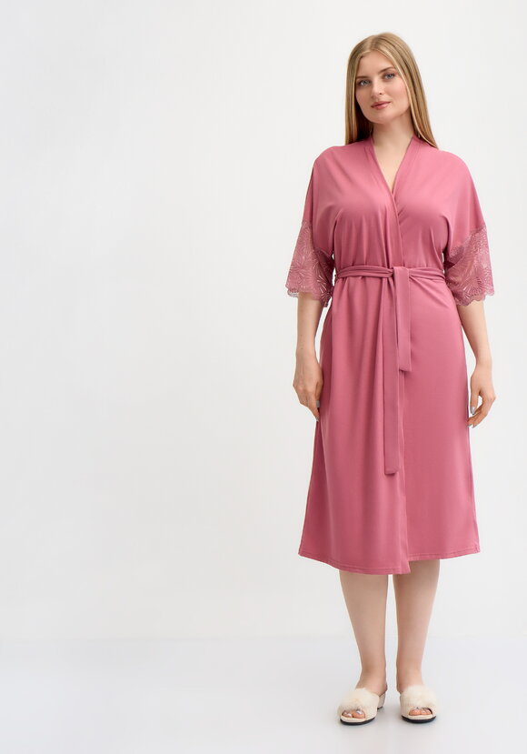 Халат с отделкой кружевом шир.  580, рис. 4