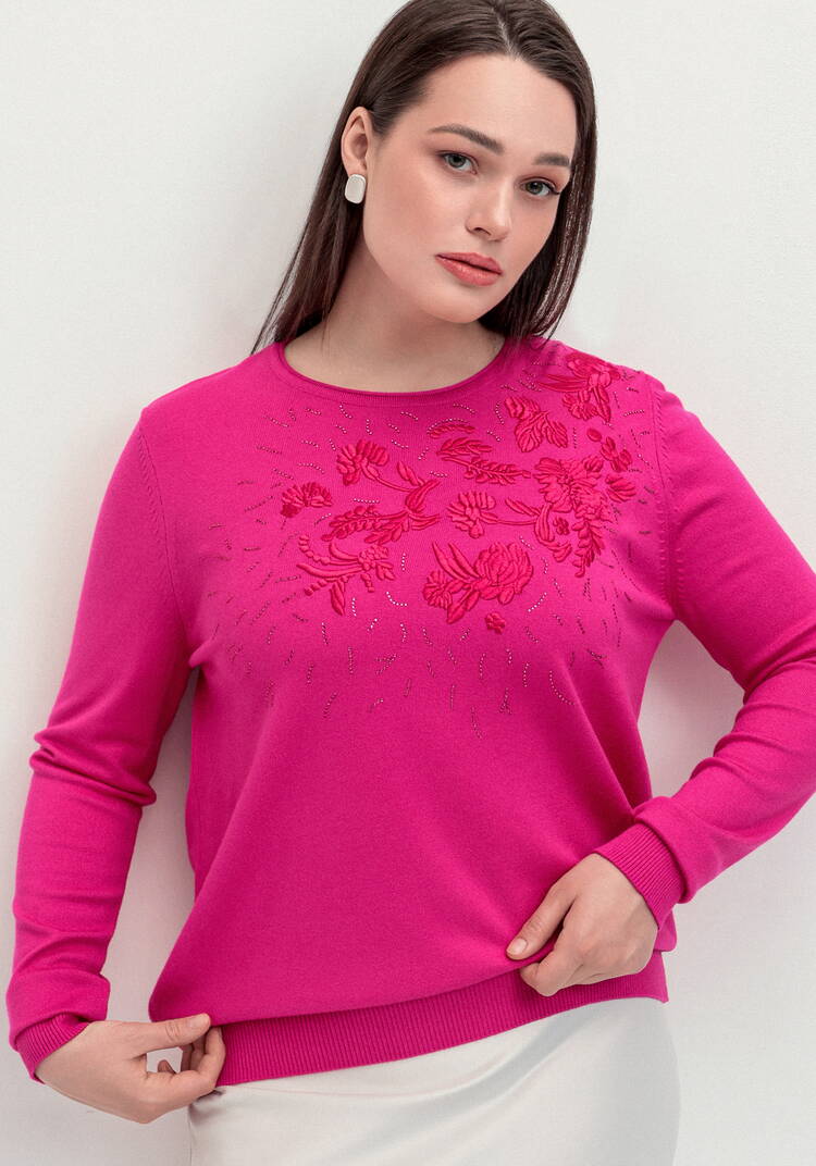 Джемпер с цветочной вышивкой и стразами шир.  750, рис. 23