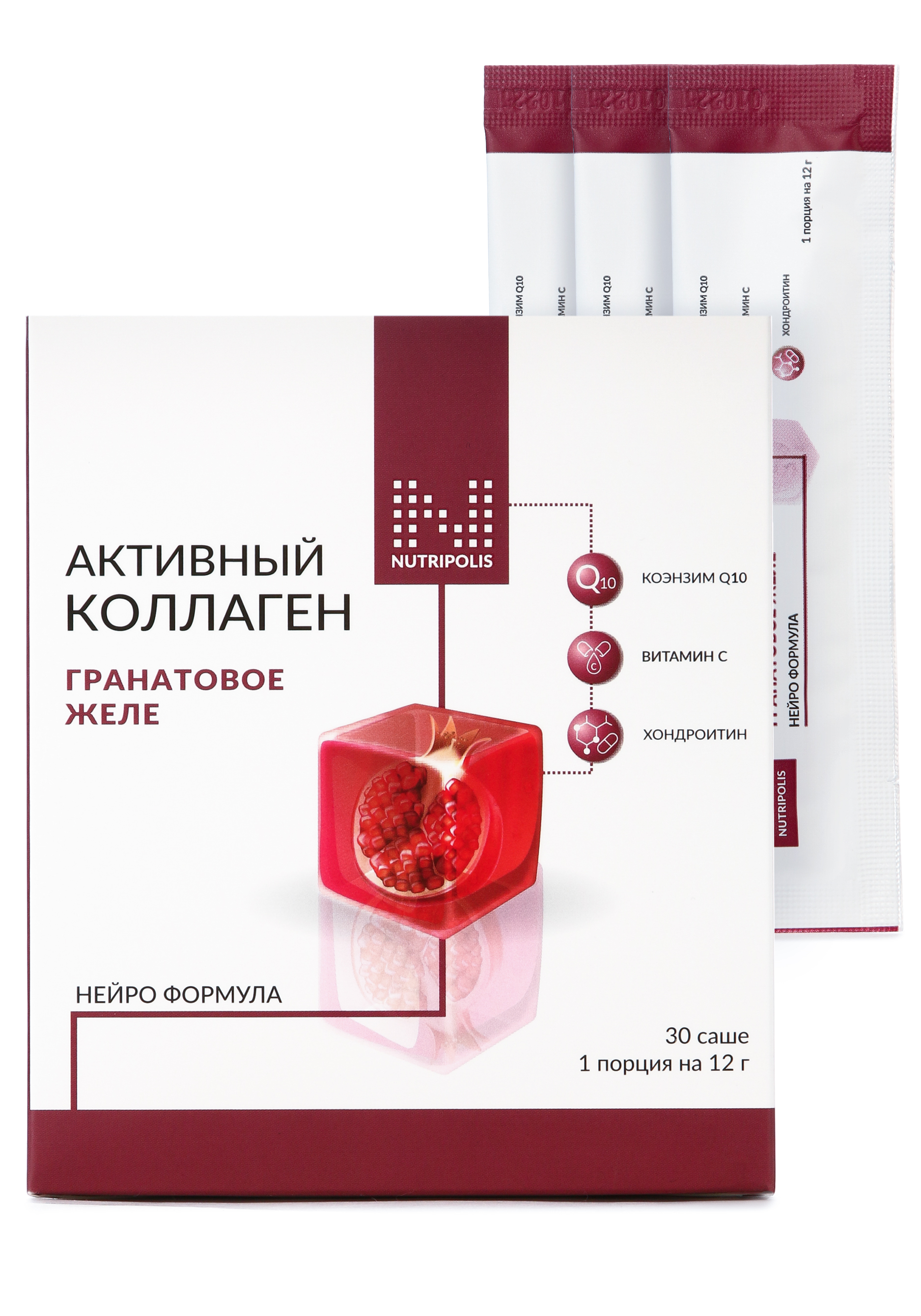 

Коллагеновое желе в стиках, 30 саше, С соком граната
