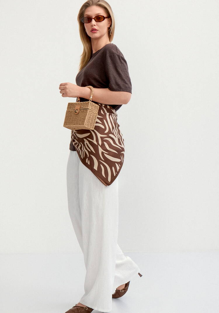 Брюки широкие с оригинальным принтом на ткани шир.  750, рис. 8