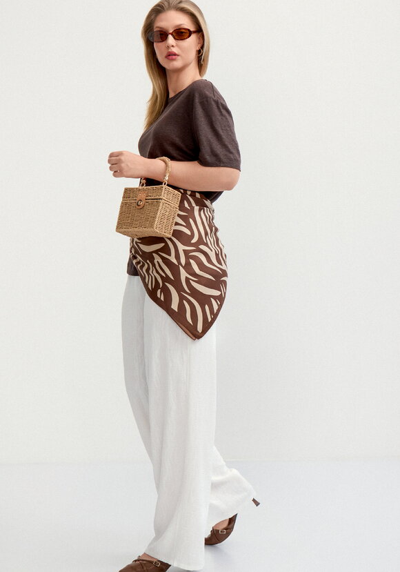 Брюки широкие с оригинальным принтом на ткани шир.  580, рис. 8