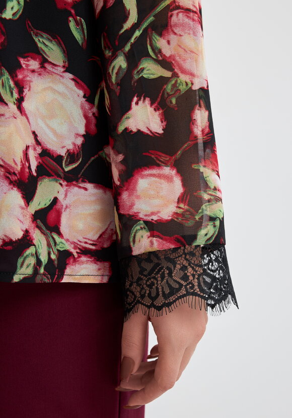 Блуза с цветочным принтом и кружевом шир.  580, рис. 6