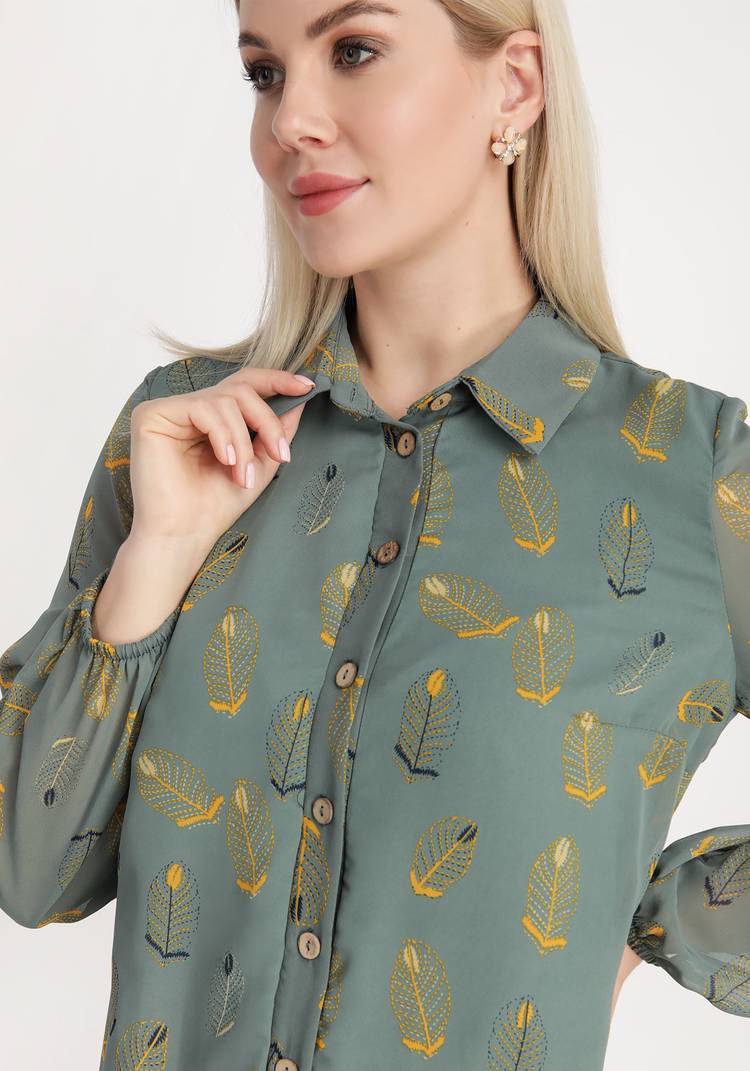 Платье с воланом и принтом перья шир.  750, рис. 9