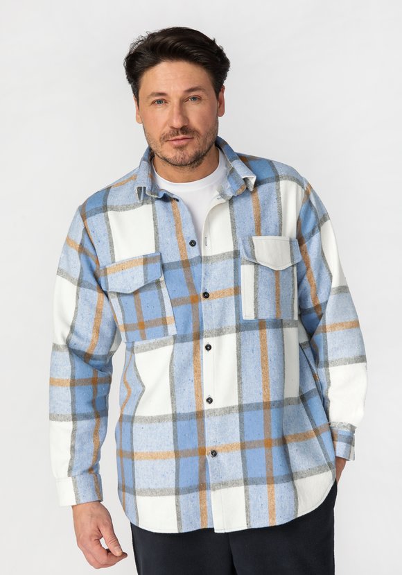 Рубашка мужская в крупную клетку шир.  580, рис. 10