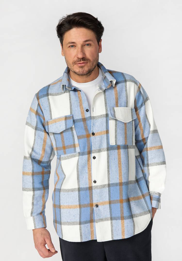 Рубашка мужская в крупную клетку шир.  750, рис. 10