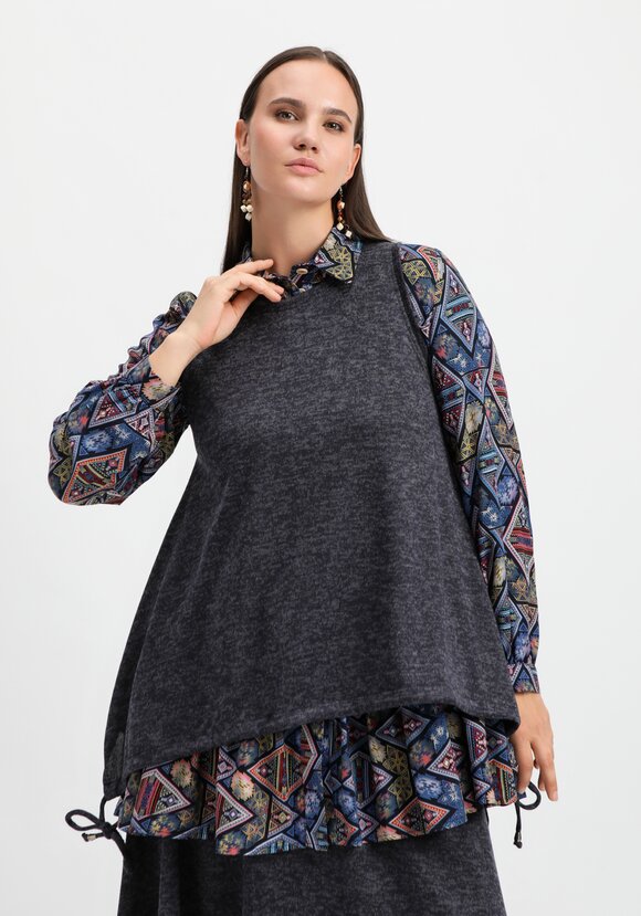 Жилет А-силуэта с кулиской по низу шир.  580, рис. 17