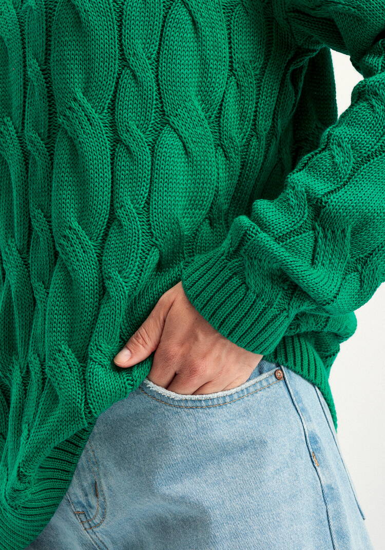 Джемпер с косами и воротником-поло шир.  750, рис. 5