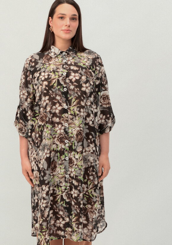 Рубашка удлинённая с цветочным принтом шир.  580, рис. 4