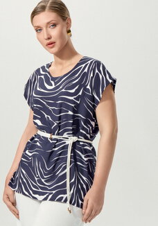 Блуза свободная с полосатым принтом