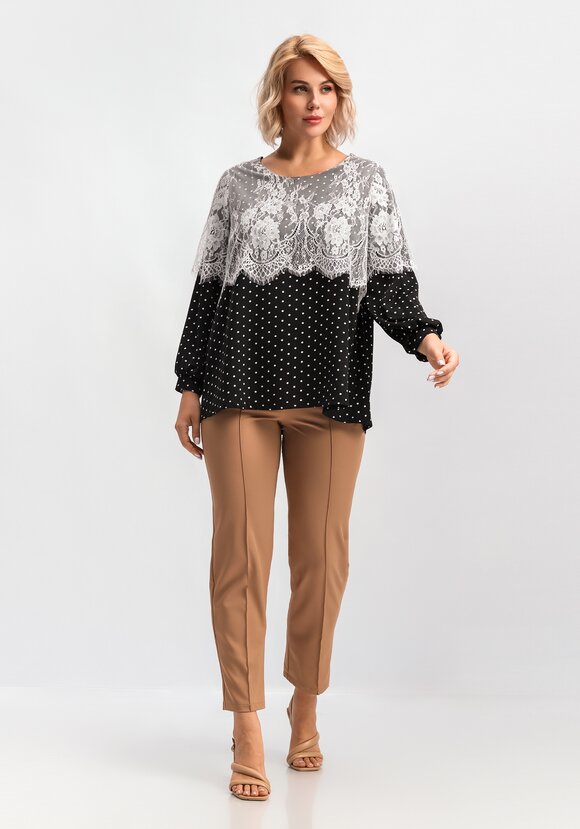 Блуза с кружевом по плечам шир.  580, рис. 29