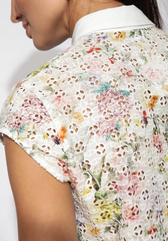 Блузка из шитья с цветочным принтом шир.  580, рис. 6