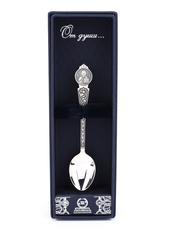 Серебряная ложка Вседержитель+ футляр шир.  580, рис. 3