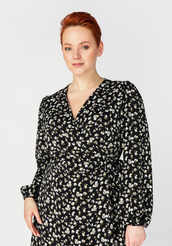 Платье принтованное на запах с поясом шир.  580, рис. 2