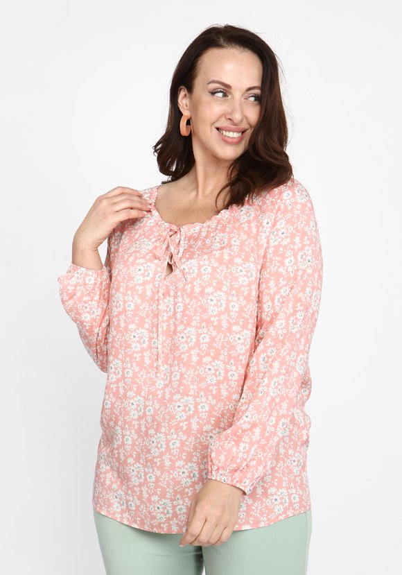 Блуза свободного кроя с набивным рисунком шир.  580, рис. 2