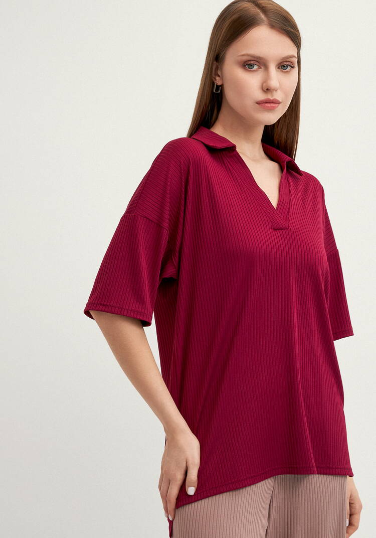 Поло с отложным воротником в рубчик шир.  750, рис. 32