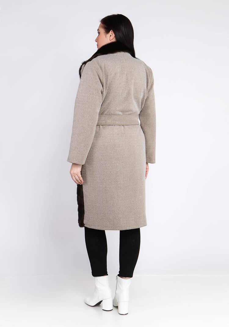 Пальто с отделкой из меха и поясом шир.  750, рис. 7