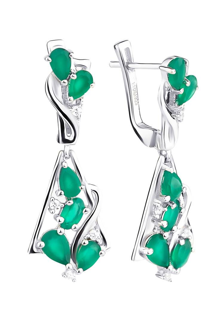 Серьги  серебряные  Агата шир.  750, рис. 2