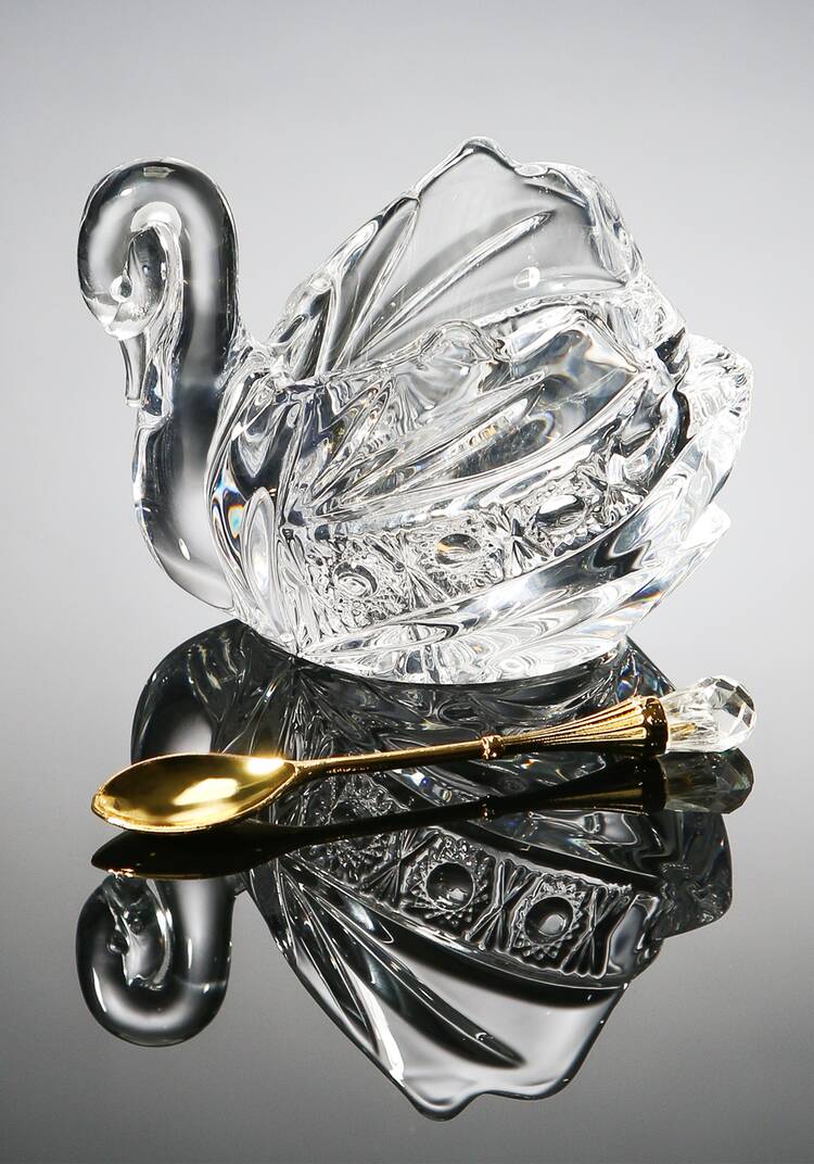 Икорница с ложкой Лебедь + подарок шир.  750, рис. 1