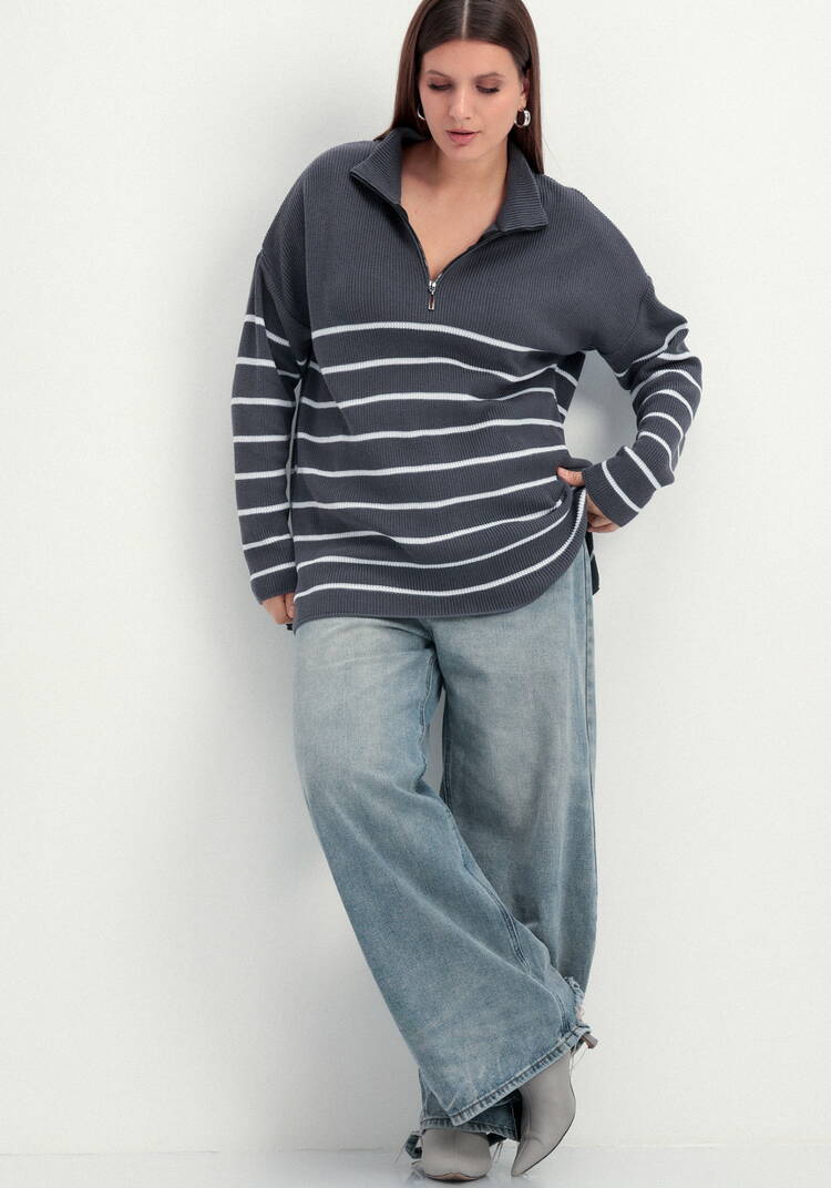 Джемпер в полоску с воротником-поло на молнии шир.  750, рис. 27