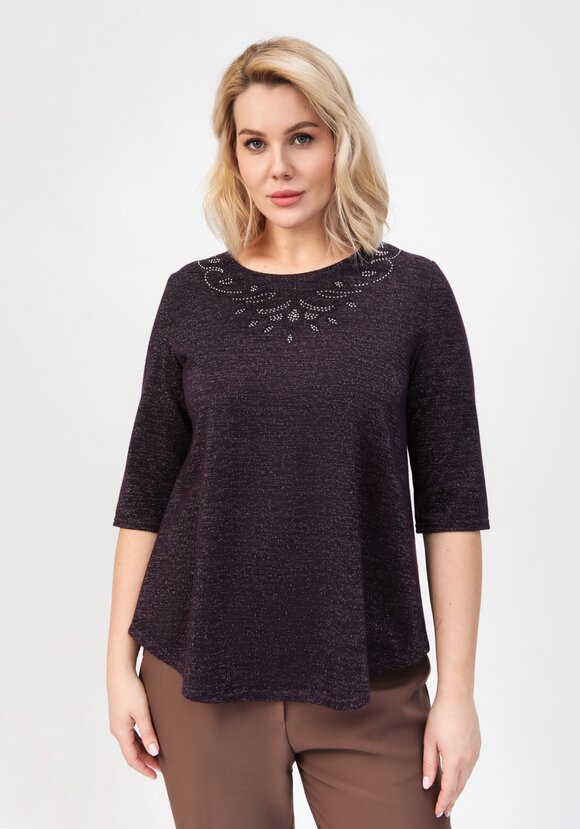 Блуза с декором из страз по горловине шир.  580, рис. 34