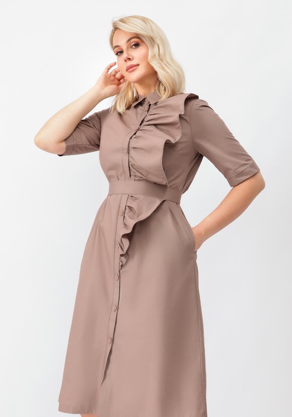 Платье на пуговицах с декоративной сборкой шир.  580, рис. 2