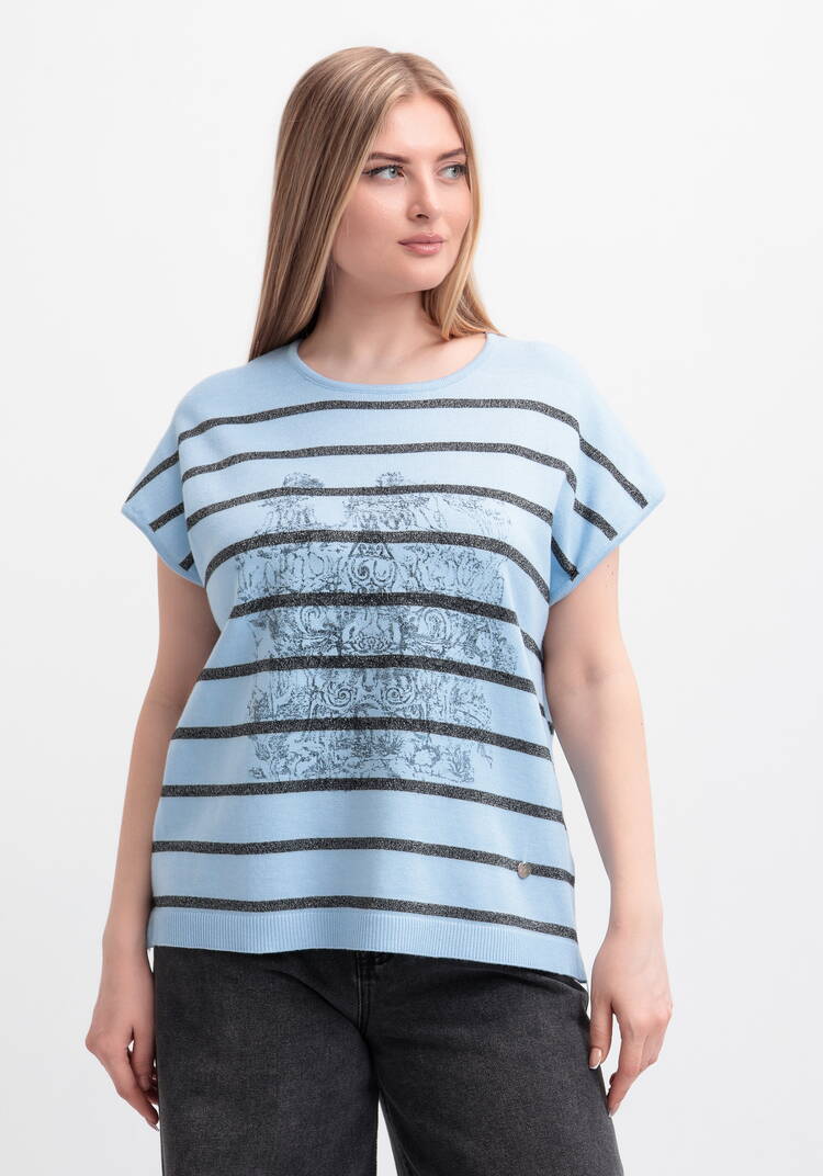 Блуза в полоску с рисунком шир.  750, рис. 4