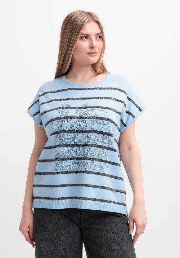 Блуза в полоску с рисунком шир.  580, рис. 4