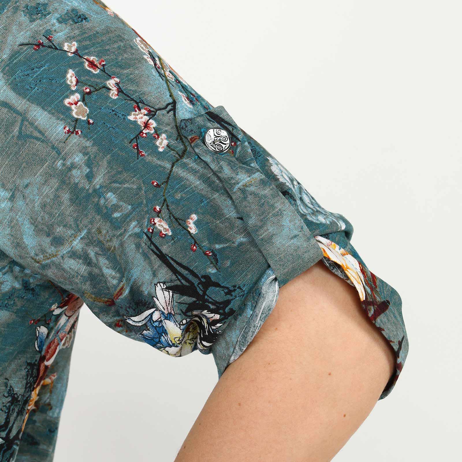 Блуза с принтом на пуговицах Bianka Modeno, размер 50, цвет сиреневый - фото 10