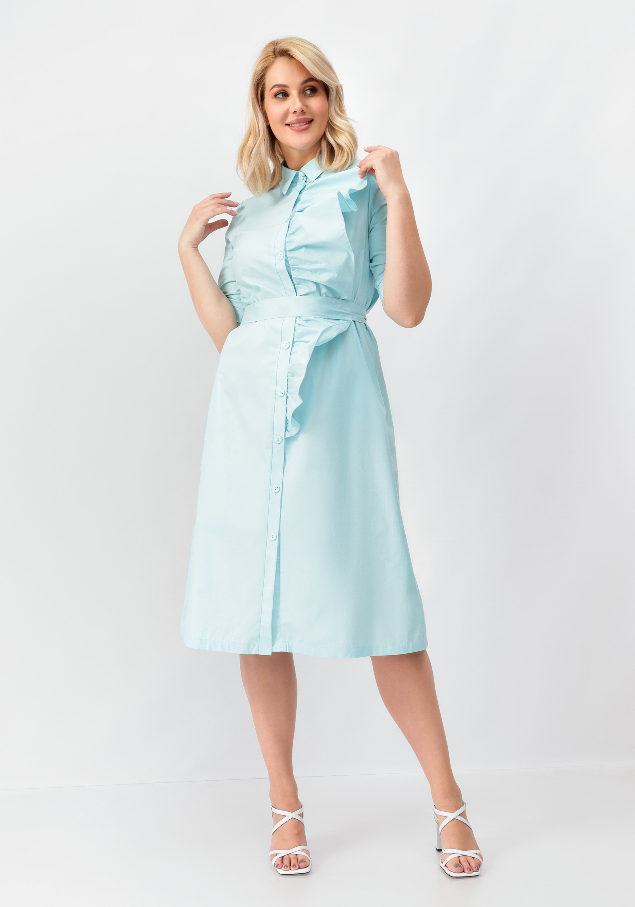 Платье на пуговицах с декоративной сборкой 1799₽