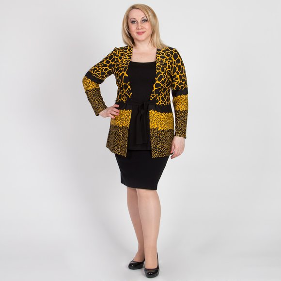 Блуза с эффектом двойки и монохромным принтом шир.  580, рис. 1