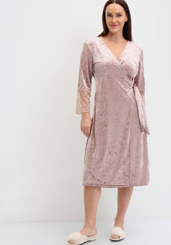 Халат велюровый на запах с кружевом шир.  580, рис. 8