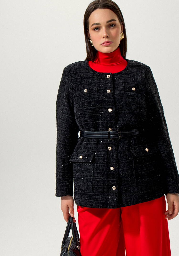 Жакет однобортный из твида шир.  750, рис. 7