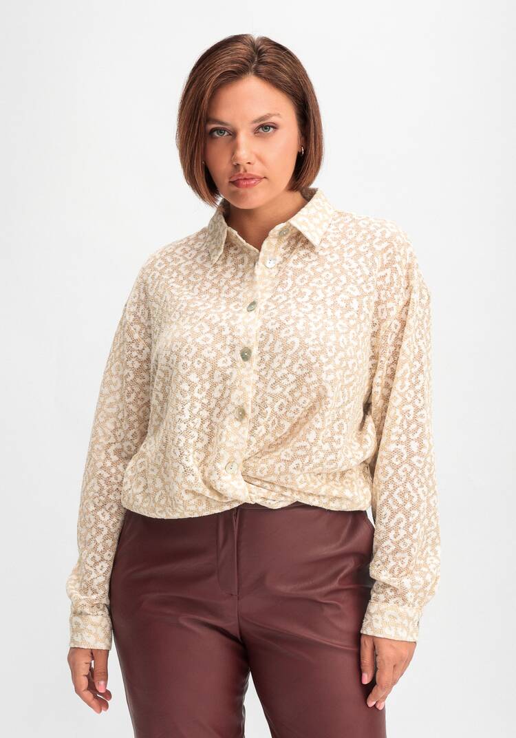 Рубашка ажурная с леопардовым принтом шир.  750, рис. 9