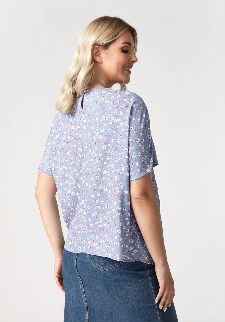 Блуза асимметричная с принтом цветы шир.  750, рис. 7