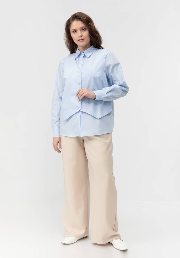 Блуза с имитацией жилетки свободного кроя шир.  750, рис. 2