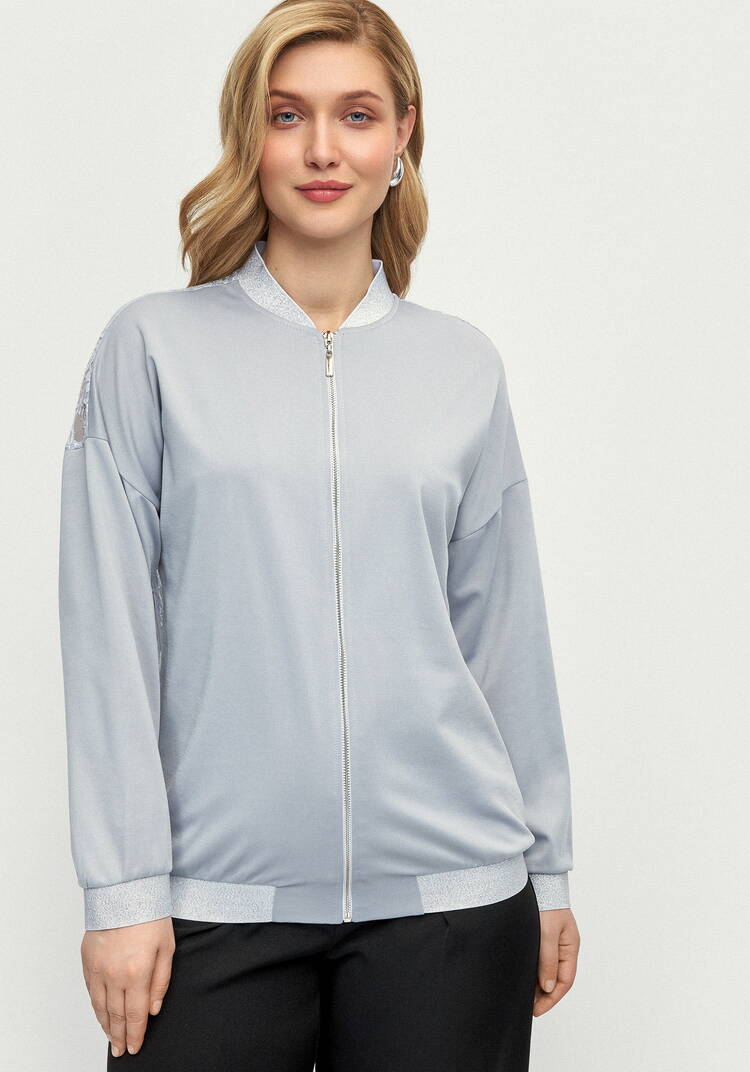 Бомбер трикотажный с ажурной спинкой шир.  750, рис. 4