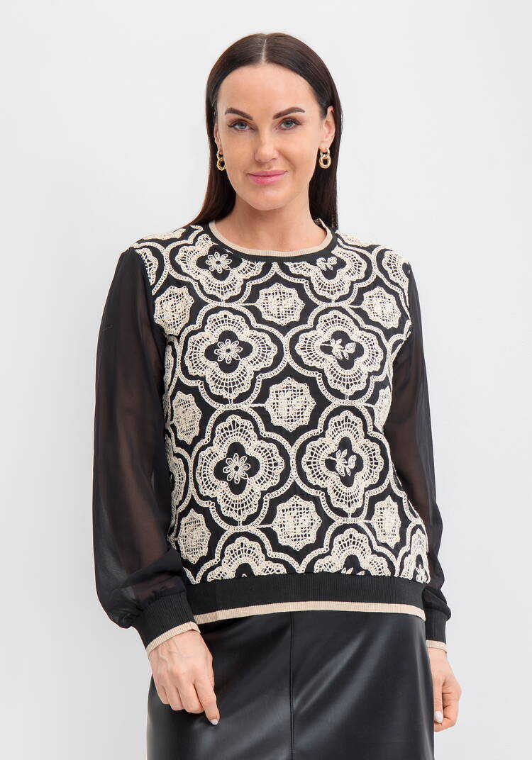 Джемпер с изящным узором шир.  750, рис. 4