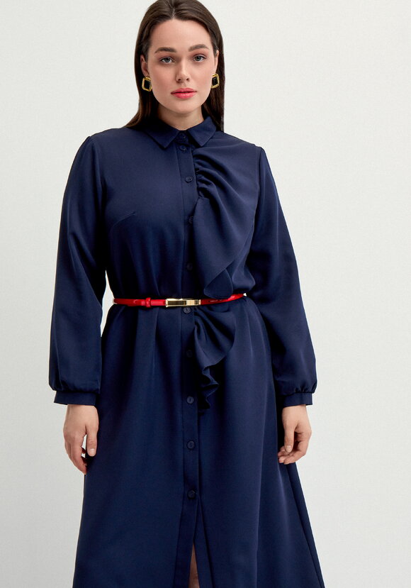 Платье с декоративной сборкой на пуговицах шир.  580, рис. 2