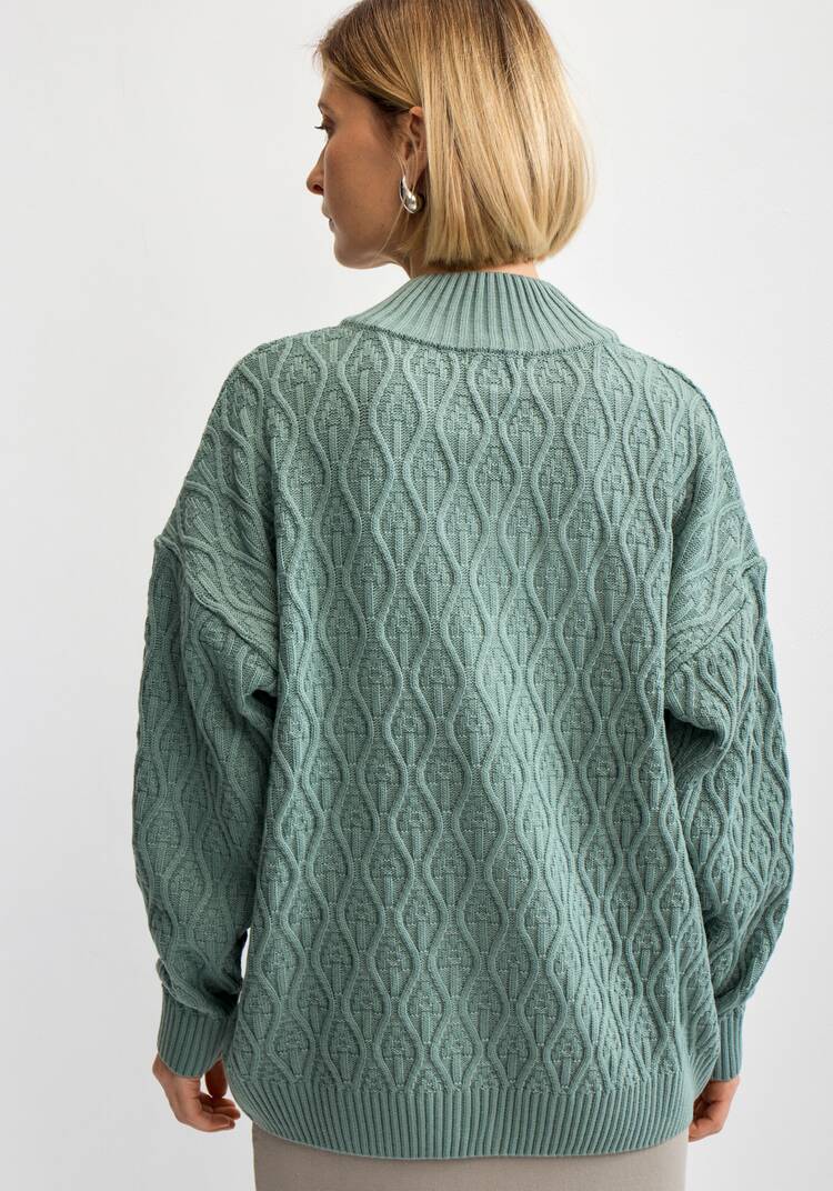 Кардиган на молнии с вязкой в виде ромбов шир.  750, рис. 4