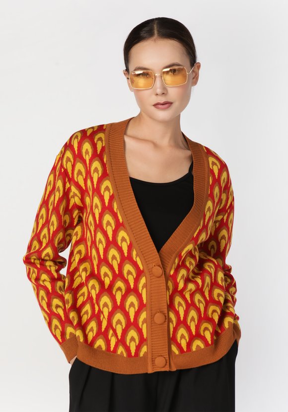 Кардиган с рисунком по стану и рукавам шир.  580, рис. 1