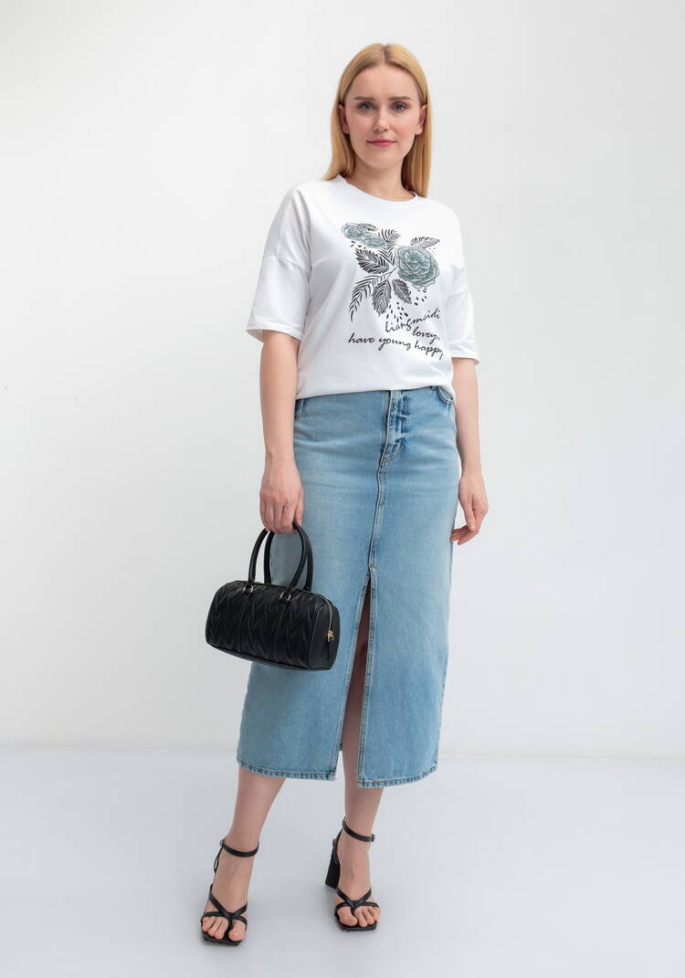 Футболка с принтом Зеленый цветок шир.  750, рис. 17