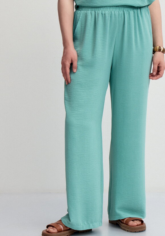 Брюки палаццо на резинке с карманами шир.  580, рис. 4