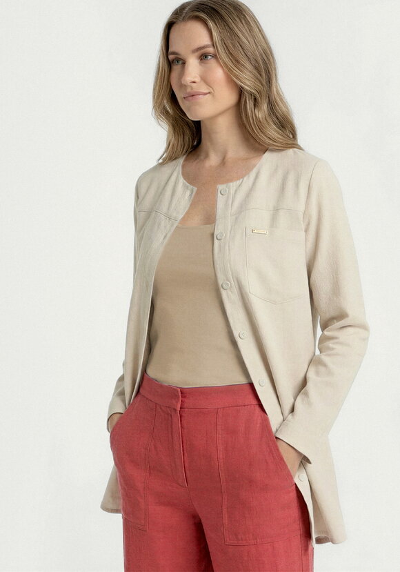 Рубашка на пуговицах из льна шир.  580, рис. 6