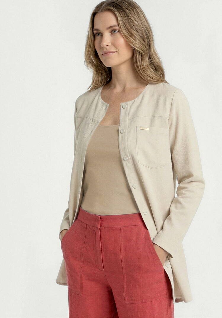 Рубашка на пуговицах из льна шир.  750, рис. 6