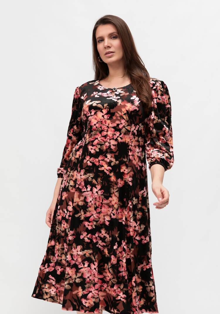 Платье из бархата с цветочным принтом шир.  750, рис. 9